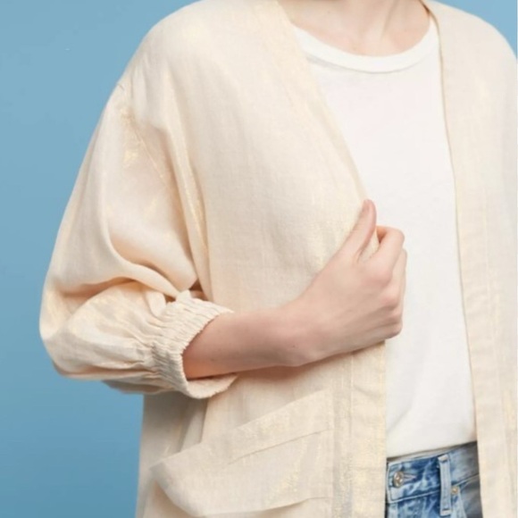 Hei Hei Daybreak Shimmered Kimono Jacket Size XS-S Gold Anthropologie - Picture 3 of 16